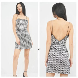 Zara Shimmery Metallic Silver Black Ruffle Party Mini Dress Small